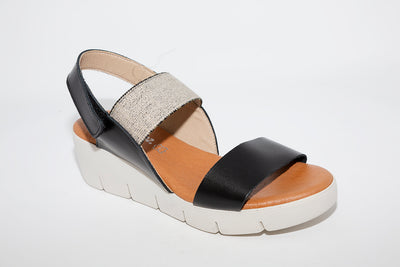 RAQUEL PEREZ - MEDIUM WEDGE SANDAL - BLACK LEATHER