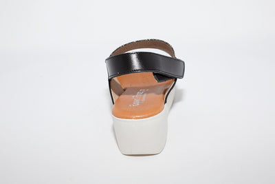 RAQUEL PEREZ - MEDIUM WEDGE SANDAL - BLACK LEATHER