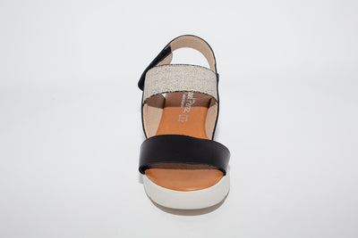 RAQUEL PEREZ - MEDIUM WEDGE SANDAL - BLACK LEATHER