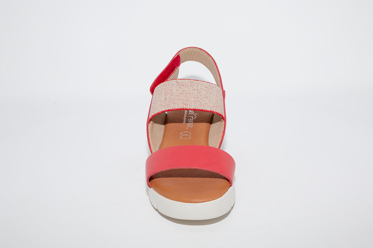 RAQUEL PEREZ - MEDIUM WEDGE SANDAL - RED LEATHER