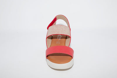 RAQUEL PEREZ - MEDIUM WEDGE SANDAL - RED LEATHER