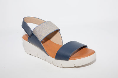 RAQUEL PEREZ - MEDIUM WEDGE SANDAL - NAVY LEATHER