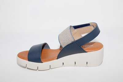 RAQUEL PEREZ - MEDIUM WEDGE SANDAL - NAVY LEATHER