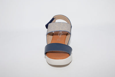 RAQUEL PEREZ - MEDIUM WEDGE SANDAL - NAVY LEATHER