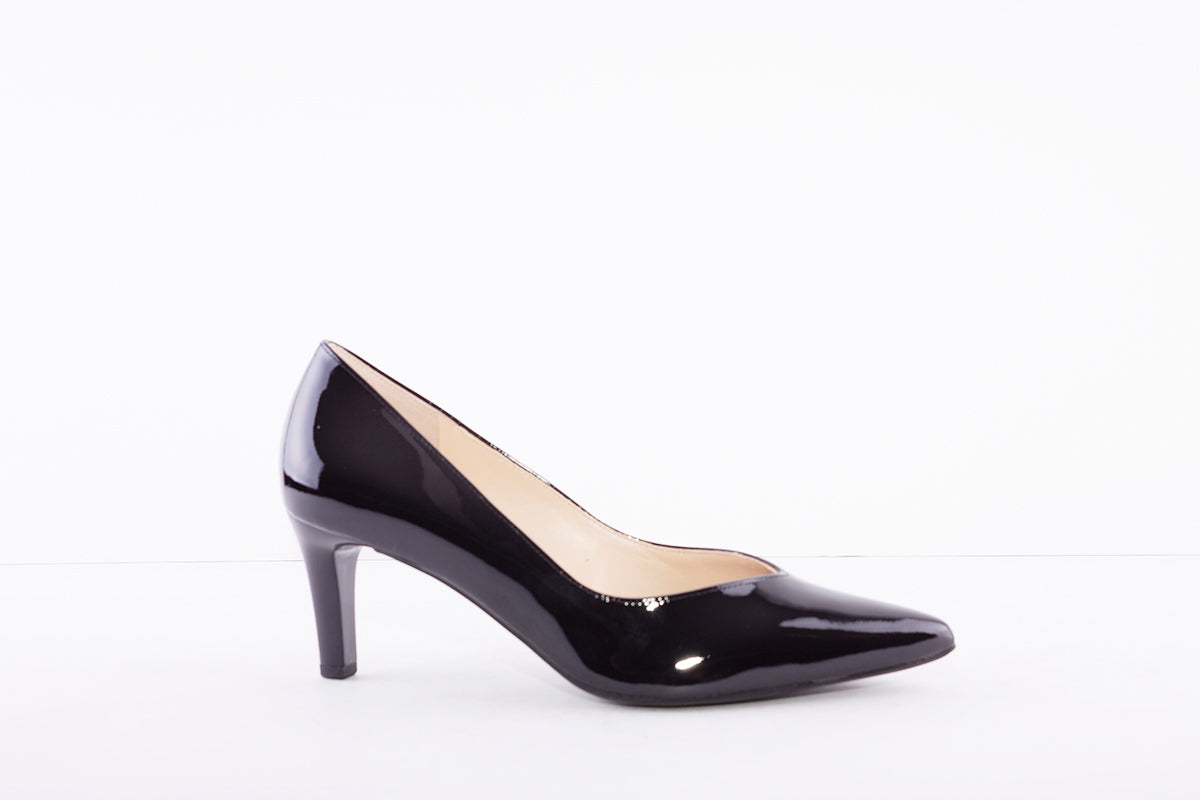 HOGL - 0-186724 BOULEVARD 60 - MEDIUM STILETTO HEEL COURT SHOE - BLACK PATENT