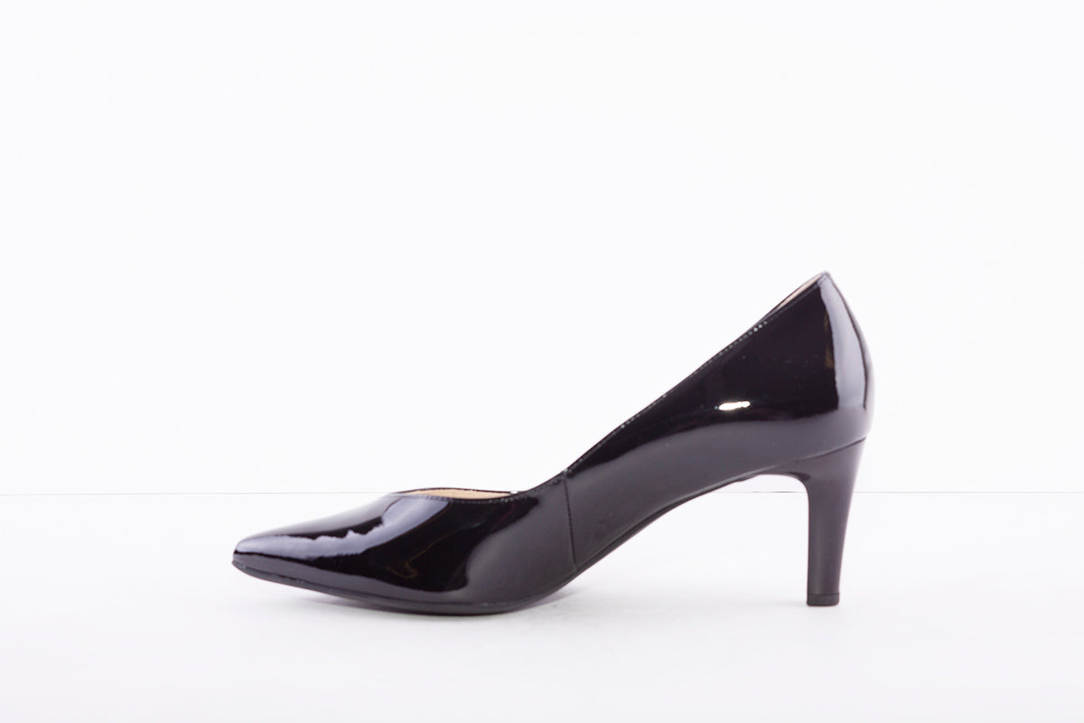 HOGL - 0-186724 BOULEVARD 60 - MEDIUM STILETTO HEEL COURT SHOE - BLACK PATENT