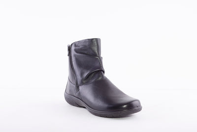 HOTTER - WHISPER ZIP ANKLE BOOT - BLACK LEATHER