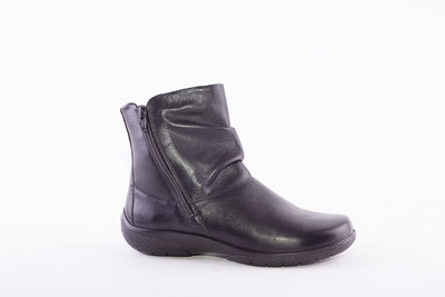 HOTTER - WHISPER ZIP ANKLE BOOT - BLACK LEATHER