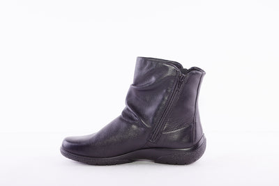 HOTTER - WHISPER ZIP ANKLE BOOT - BLACK LEATHER