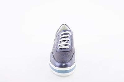 NOTTON - 2813 LOW WEDGE LACE UP COMFORT SHOE - BLUE