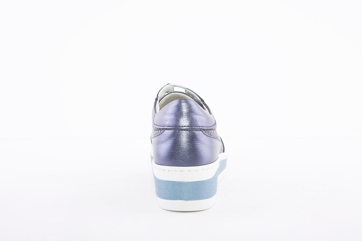NOTTON - 2813 LOW WEDGE LACE UP COMFORT SHOE - BLUE