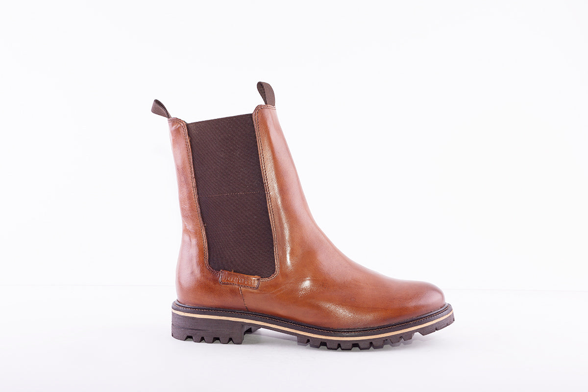 BUGATTI - 411-A4X30 FLAT GUSSET ANKLE BOOT - TAN LEATHER