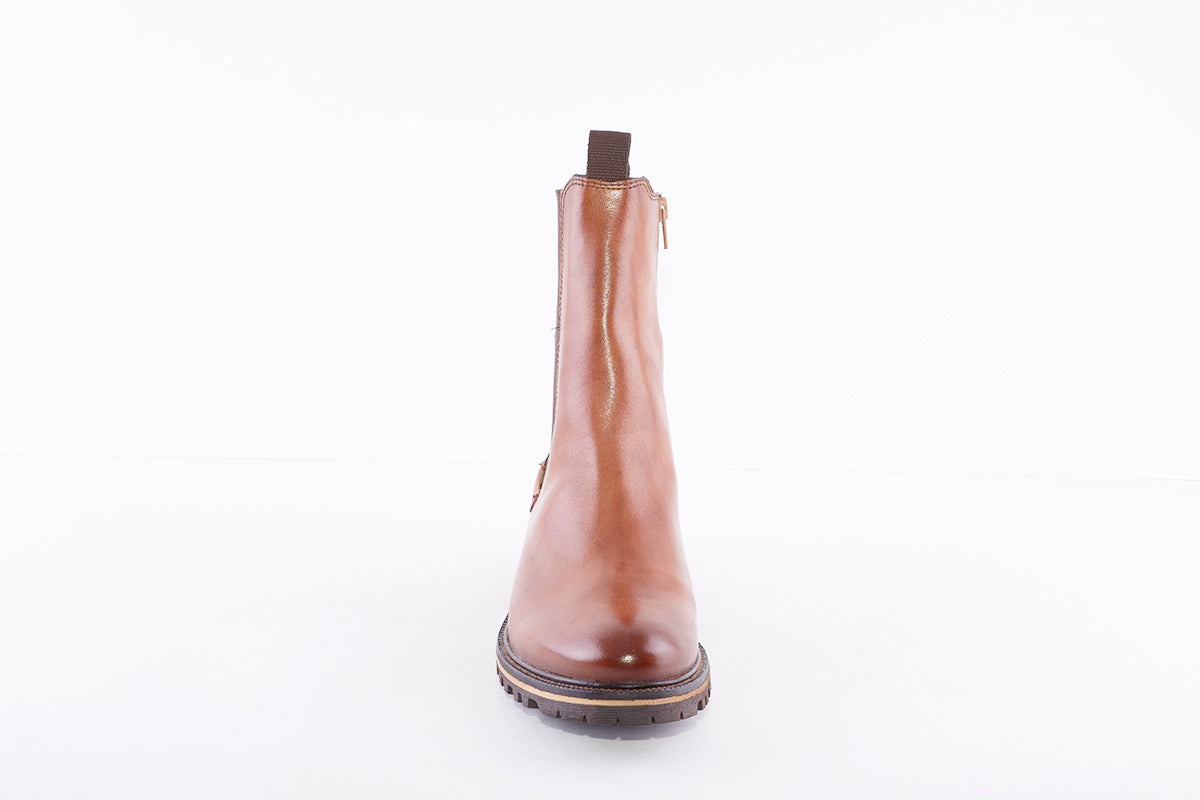 BUGATTI - 411-A4X30 FLAT GUSSET ANKLE BOOT - TAN LEATHER