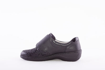 WALDLAUFER - 607K31 302 KYA-VELCRO STRETCH COMFORT SHOE-K FIT - BLACK