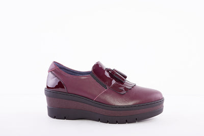 NOTTON - 3502 SLIP-ON WEDGE SHOE WITH TASSEL - BURGANDY