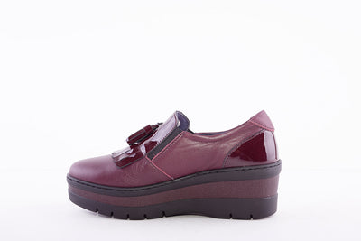 NOTTON - 3502 SLIP-ON WEDGE SHOE WITH TASSEL - BURGANDY