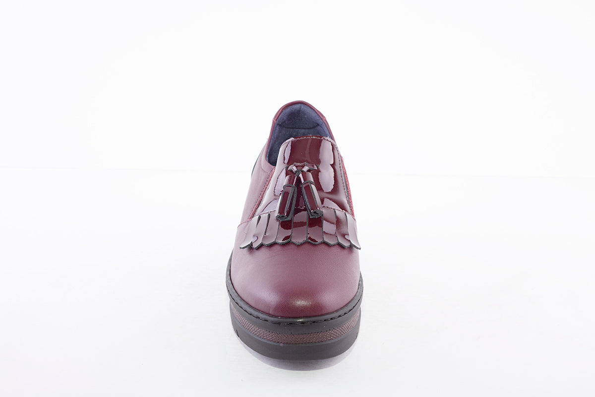 NOTTON - 3502 SLIP-ON WEDGE SHOE WITH TASSEL - BURGANDY