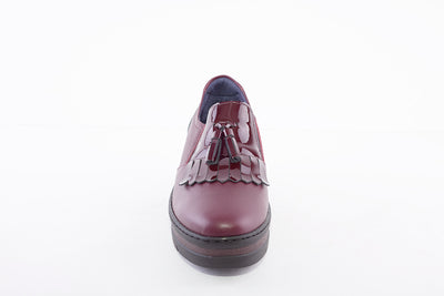 NOTTON - 3502 SLIP-ON WEDGE SHOE WITH TASSEL - BURGANDY