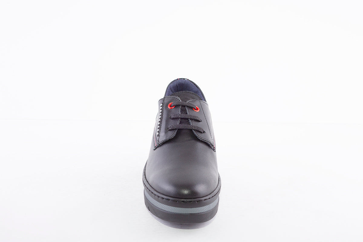 NOTTON - 3506 LACED WEDGE COMFORT SHOE - BLACK LEATHER