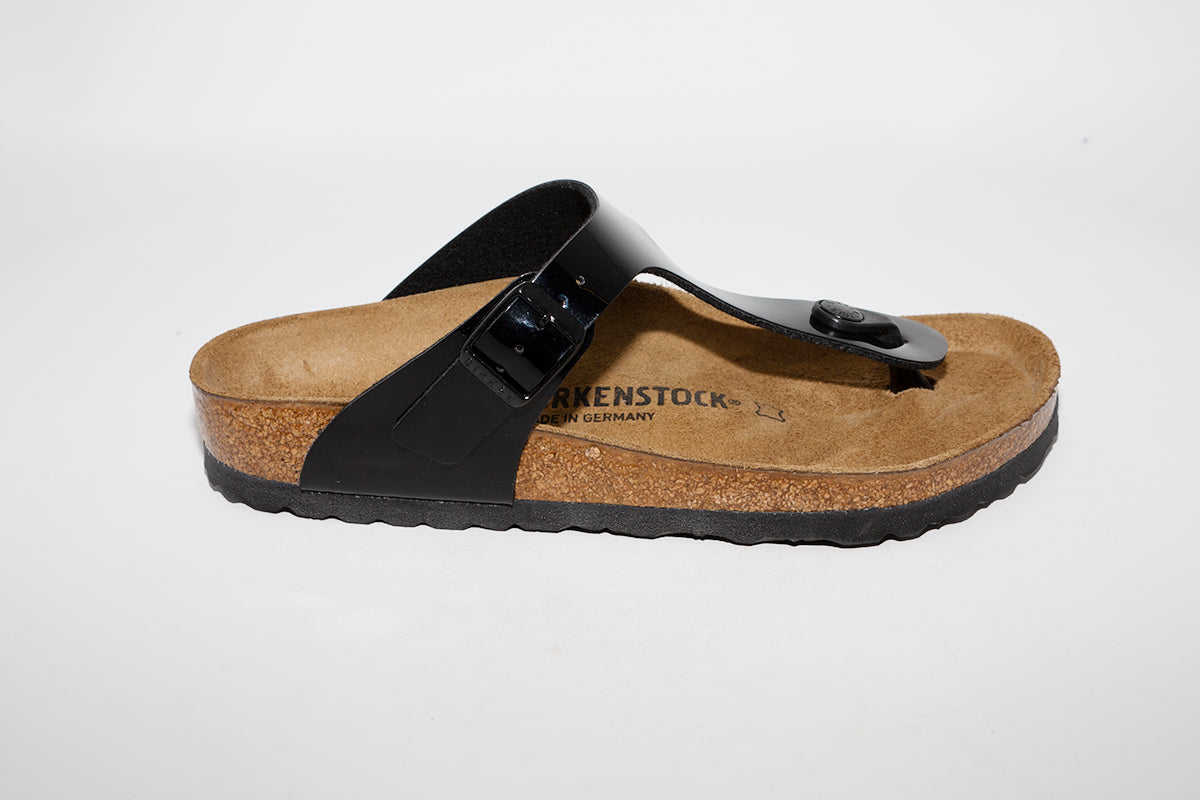 Birkenstock gizeh black patent leather deals