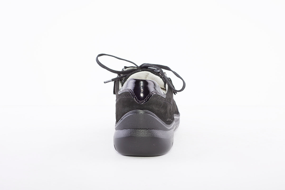 WALDLAUFER - 796002 309 LEONIE LACE UP SHOE WITH ZIP - BLACK SUEDE