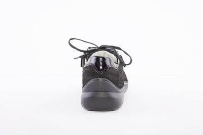 WALDLAUFER - 796002 309 LEONIE LACE UP SHOE WITH ZIP - BLACK SUEDE
