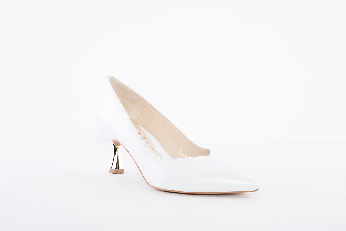 EMIS - 6047 MEDIUM HEEL DRESSY COURT SHOE - PEARL WHITE