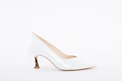 EMIS - 6047 MEDIUM HEEL DRESSY COURT SHOE - PEARL WHITE
