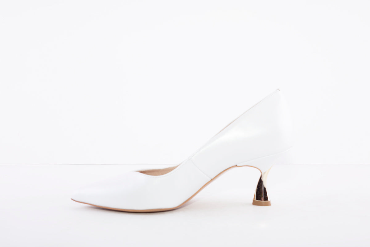 EMIS - 6047 MEDIUM HEEL DRESSY COURT SHOE - PEARL WHITE