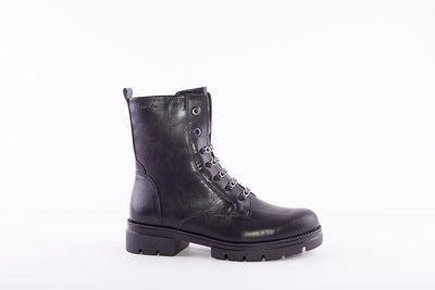 TAMARIS - 25282-001 ZIP MOC-CHAIN LOW HEEL ANKLE BOOT - BLACK