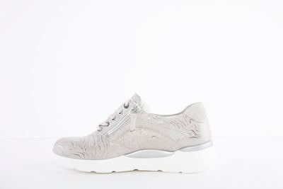 WALDLAUFER - GABRIELE LACE UP WEDGE COMFORT SHOE H WIDTH - SILVER/GREY