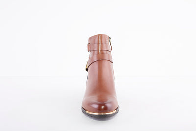 CAPRICE - 25309-987 LOW HEEL ANKLE BOOT WITH ZIP - TAN/NAVY