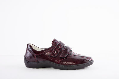 WALDLAUFER - 496301 HENNI-DOUBLE VELCRO SHOE-H WIDTH - WINE PATENT