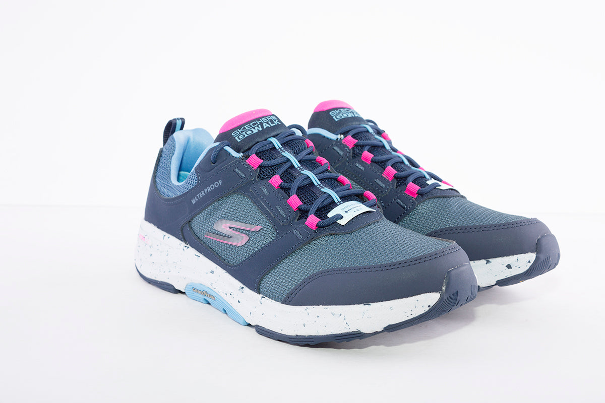 SKECHERS - 124428 GO WALK OUTDOOR LACE UP TRAINER - NAVY/PINK