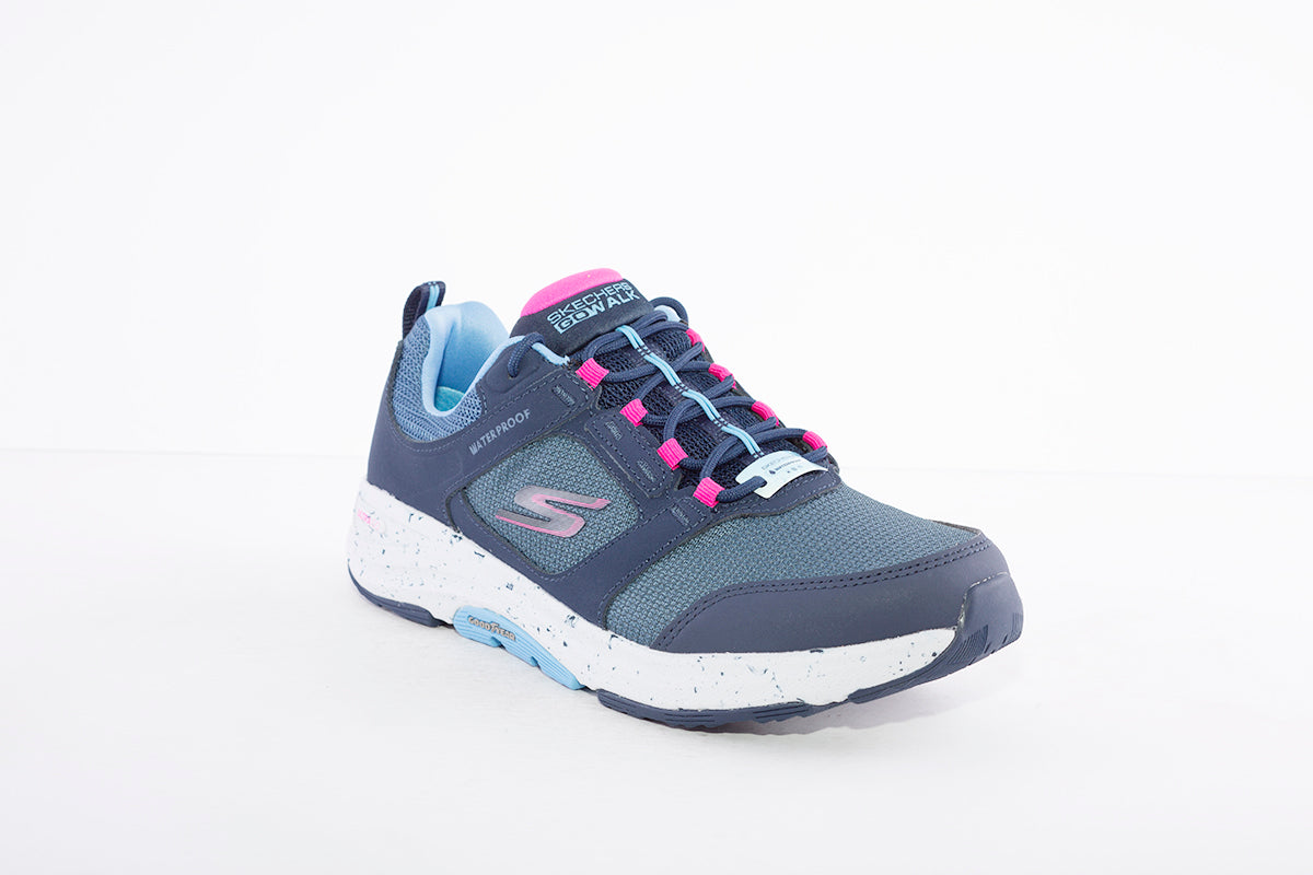 SKECHERS - 124428 GO WALK OUTDOOR LACE UP TRAINER - NAVY/PINK
