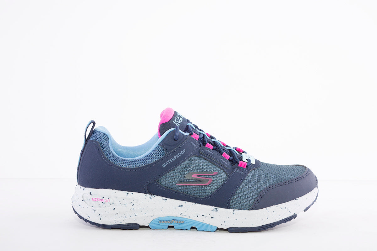 SKECHERS - 124428 GO WALK OUTDOOR LACE UP TRAINER - NAVY/PINK