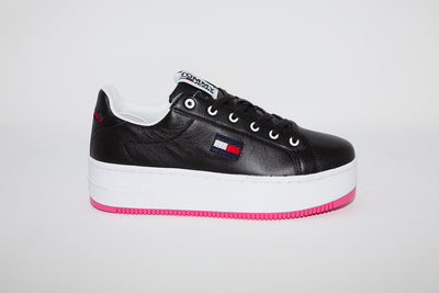 TOMMY HILFIGER - Iconic Platform Sneakers - BLACK LEATHER