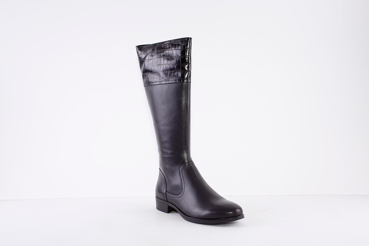 CAPRICE - 25508-019 LONG LOW HEEL BOOT - BLACK