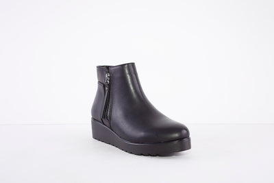 MILLIE & CO - AMANDA LOW WEDGE ANKLE BOOT - BLACK