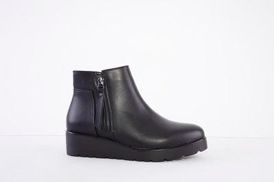 MILLIE & CO - AMANDA LOW WEDGE ANKLE BOOT - BLACK