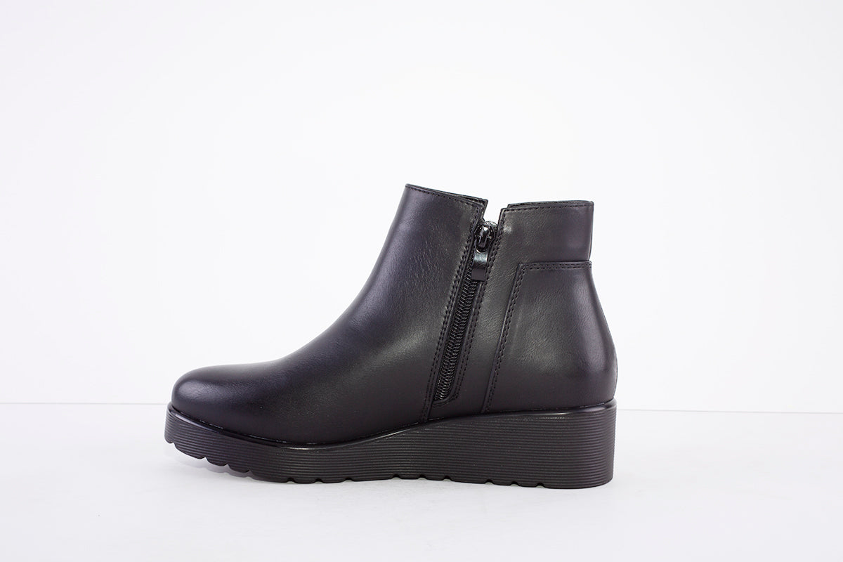 MILLIE & CO - AMANDA LOW WEDGE ANKLE BOOT - BLACK