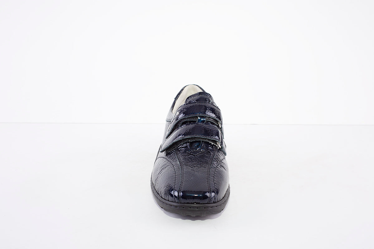 WALDLAUFER - 496301 HENNI DOUBLE VELCRO SHOE - H WIDTH - NAVY PATENT