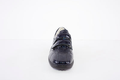 WALDLAUFER - 496301 HENNI DOUBLE VELCRO SHOE - H WIDTH - NAVY PATENT