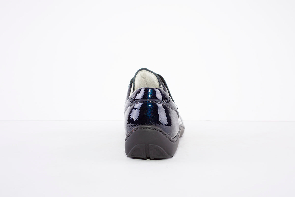 WALDLAUFER - 496301 HENNI DOUBLE VELCRO SHOE - H WIDTH - NAVY PATENT