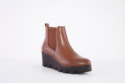 MILLIE & CO - ELIZABETH WEDGE ANKLE BOOT - TAN