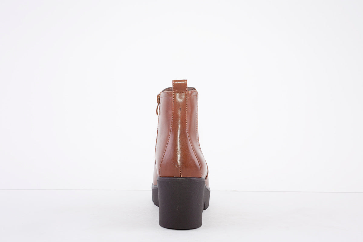 MILLIE & CO - ELIZABETH WEDGE ANKLE BOOT - TAN