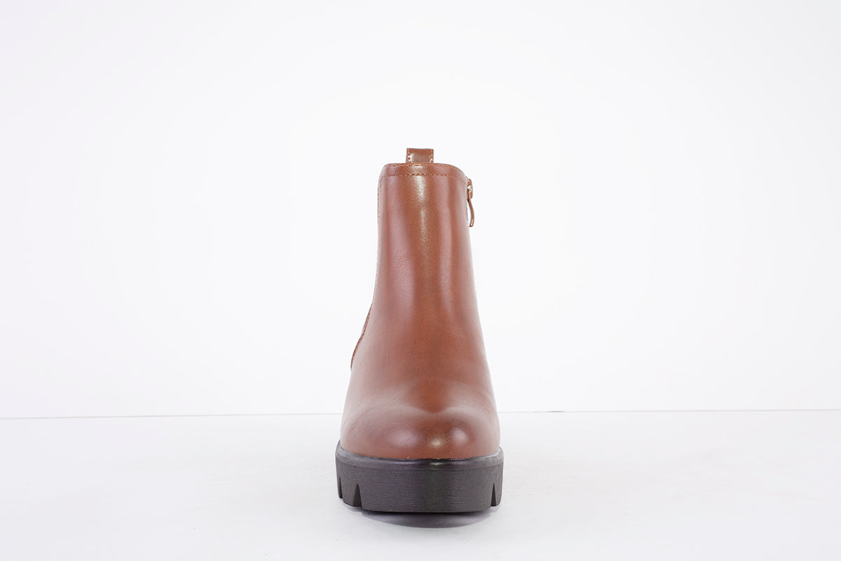 MILLIE & CO - ELIZABETH WEDGE ANKLE BOOT - TAN