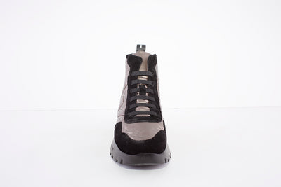WONDERS - A-2415 MOC LACE SLIP-ON ANKLE BOOT - BLACK/BRONZE