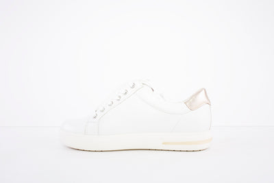 CAPRICE - 23753-102 LACED/ZIP FASHION SHOE - WHITE LEATHER