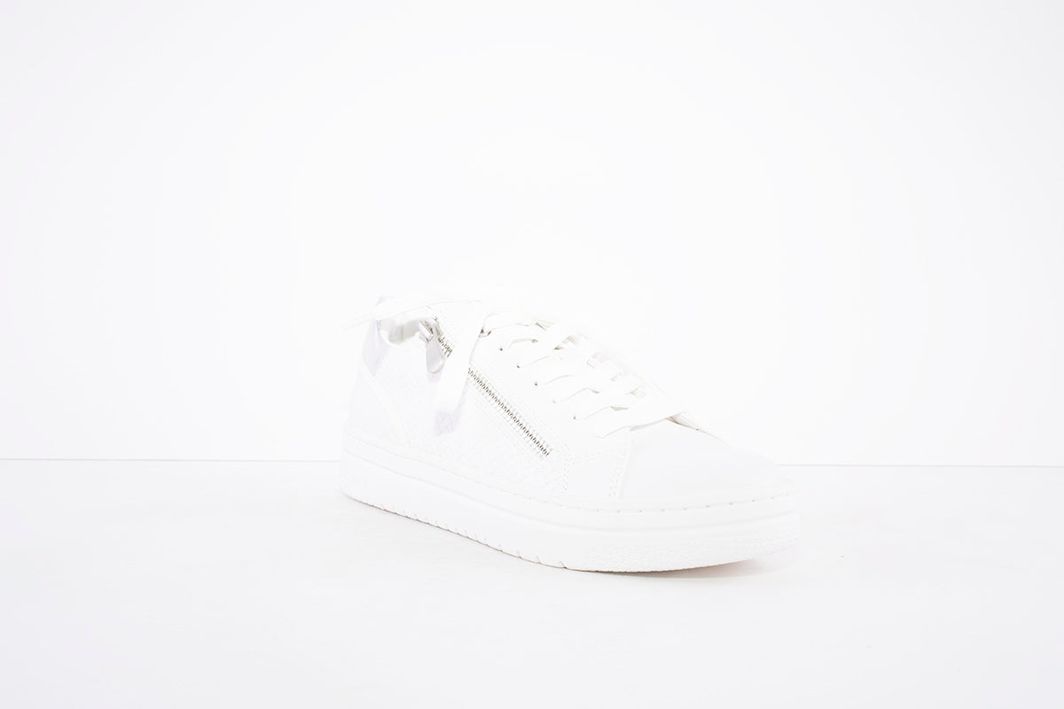 MARCO TOZZI - 23718-197- FLAT LACED/ZIP FASHION SHOE - WHITE